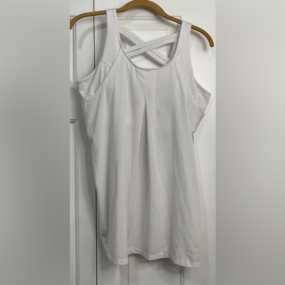 Jockey 2-1 Layered Crossback Tank, Semi Fitted, Built In Sports Bra, White XL - Picture 1 of 5